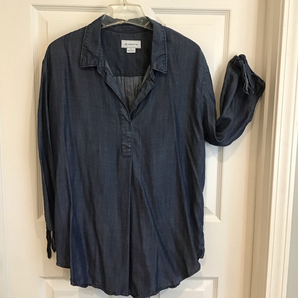 Liz Claiborne denim shirt 3/4 sleeve, size Large